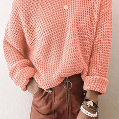 Solid Long Sleeve Round Neck Knitted Jumper
