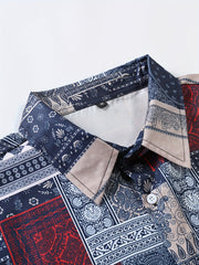 Retro Style Graphic Pattern Shirt Men's Casual Semi-Formal Button Up