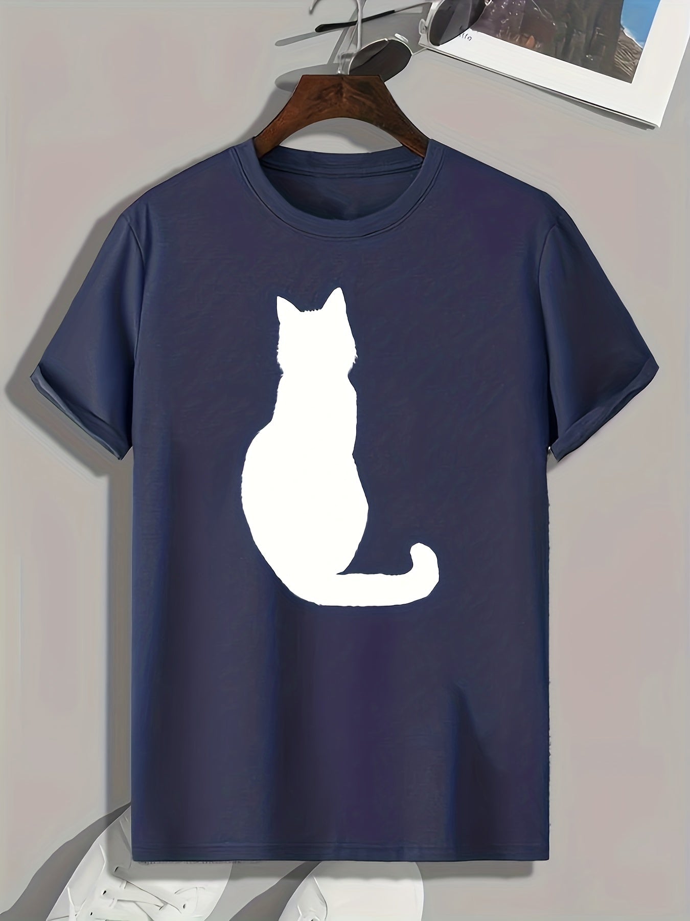 Cat Pattern Print Men's Comfy Sports T-shirt Graphic Tee