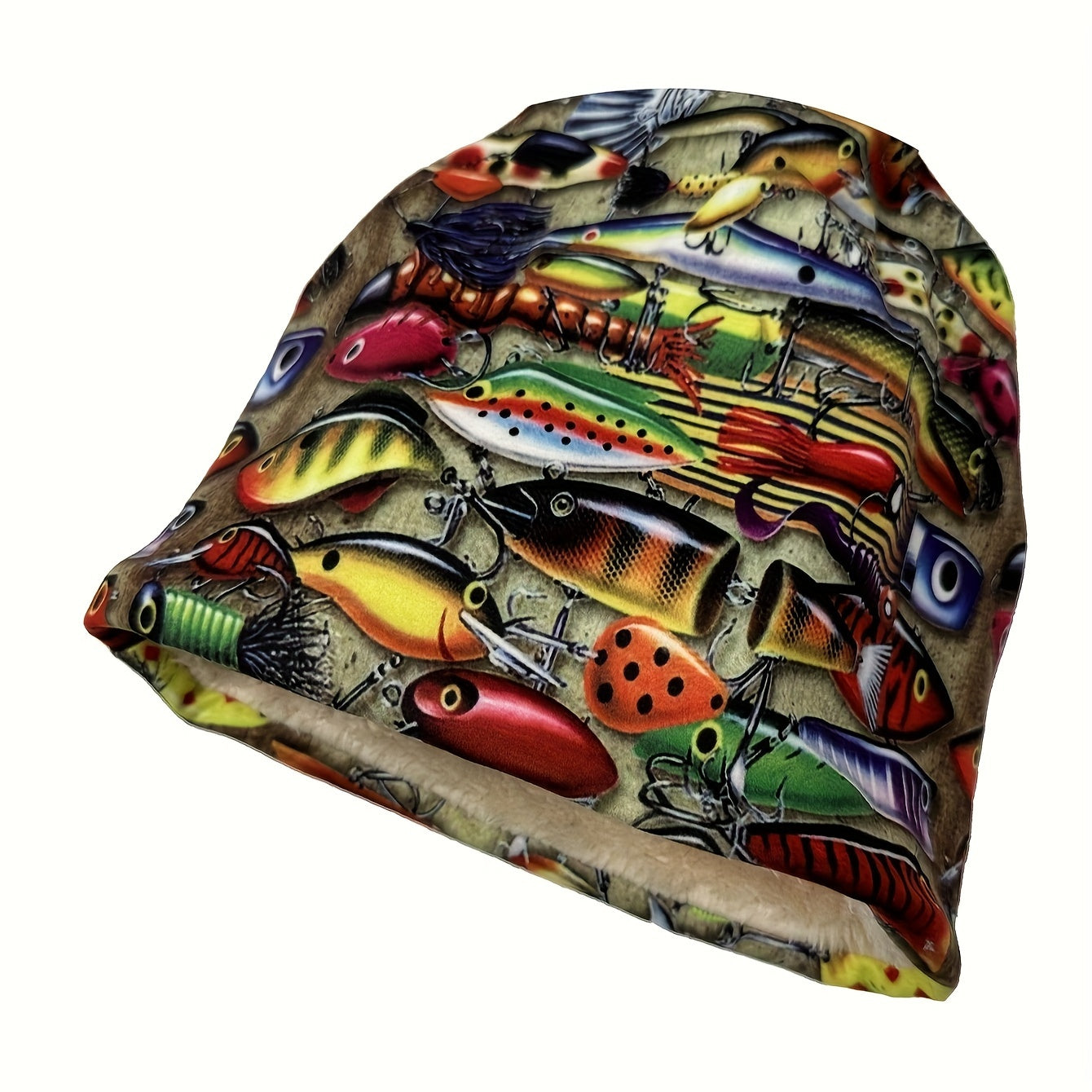 Fishhook Printed Pullover Hat Knitted Winter Beanie Hip Hop Hat