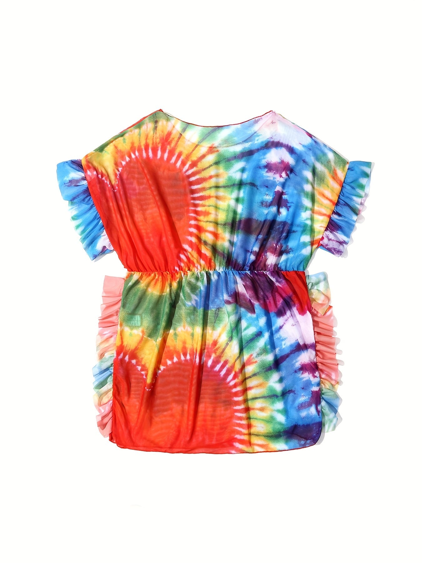 Rainbow Tie Dye Cover Up For Girls - Summer Beach Vacation Gift