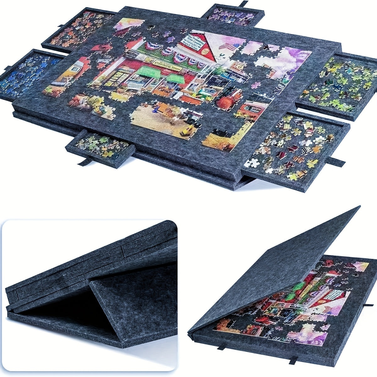 Portable Puzzle Mat with 1000pcs Thick Felt Board and Stand