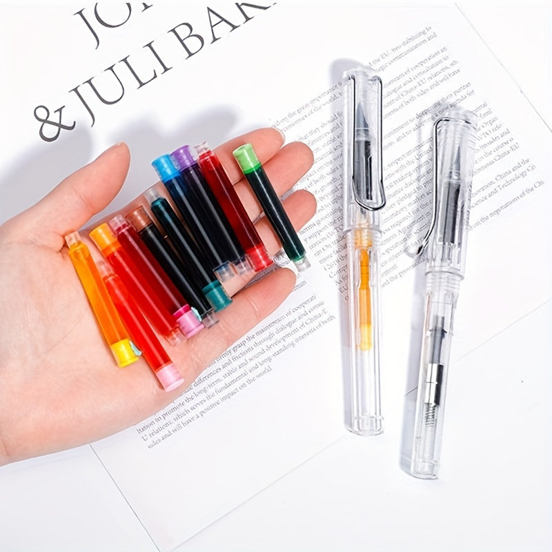 38mm Transparent Fountain Pen Set for Calligraphy - Ink Cartridges Included