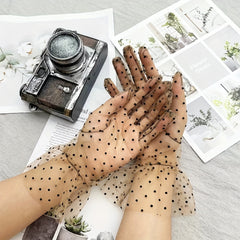 Polka Dot Lace Gloves Short Transparent Gloves for Party Prom Wedding