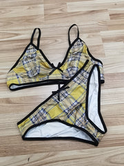 Plaid Pattern Bow Sexy Lingerie Set Plus Size
