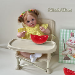 60 96 Cm Reborn Doll Baby Realistic 3D Skin Soft Body Hand Rooted Hair