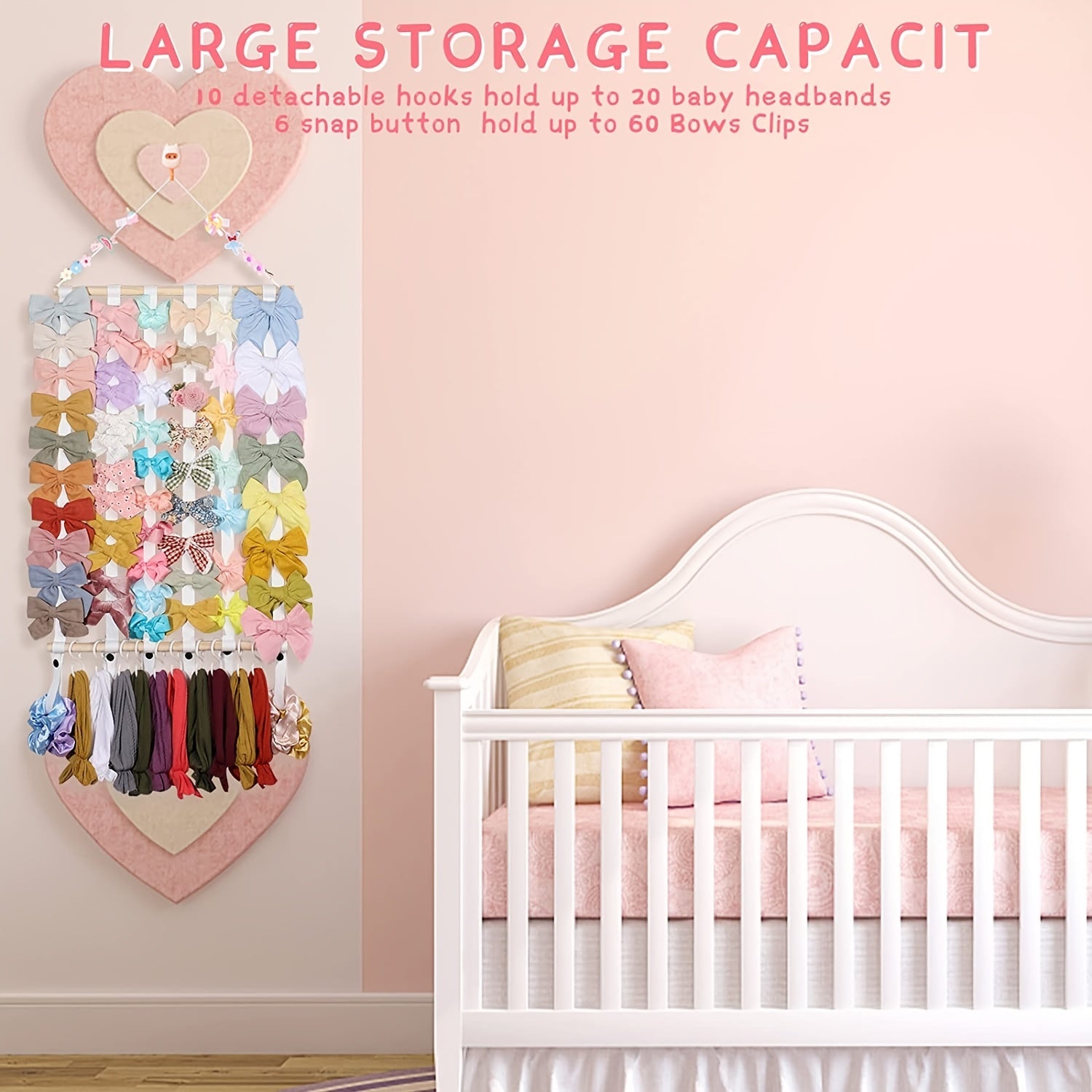 Girls' Hair Bow Clips Holder & Organizer Wall Hanger