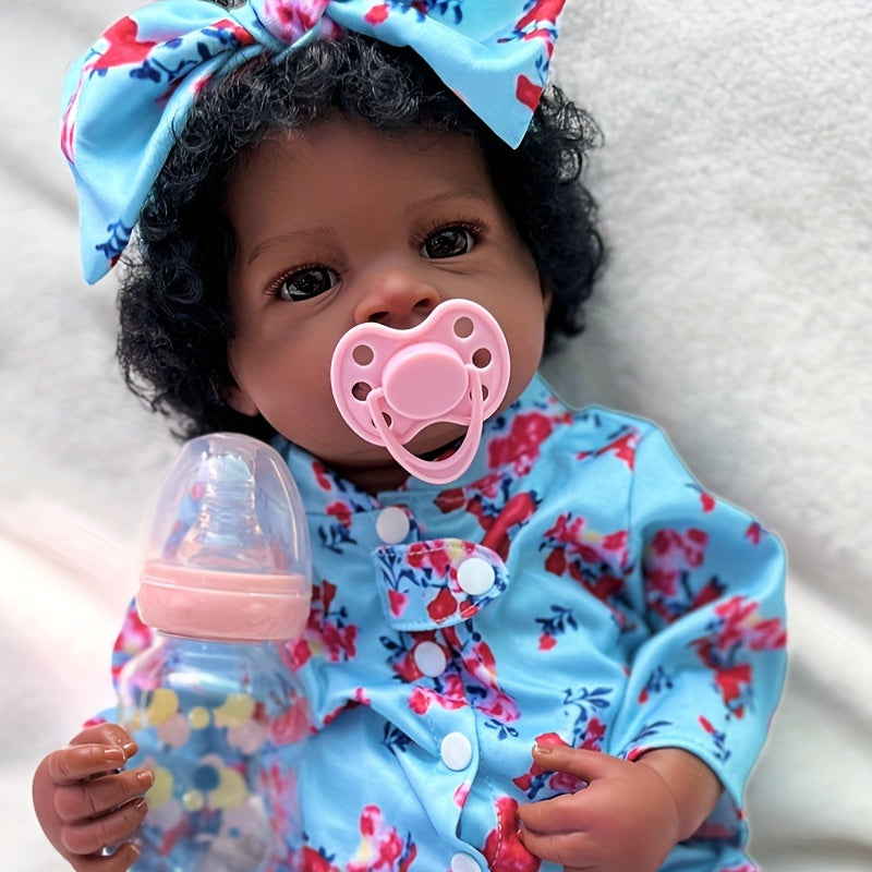 Realistic Newborn Baby Dolls Girl 20 Inch with Open Brown Eyes & Hair