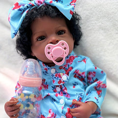 Realistic Newborn Baby Dolls Girl 20 Inch with Open Brown Eyes & Hair