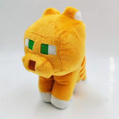 Standing Orange Cat Plush Toy Soft Stuffed Animal with Green Eyes