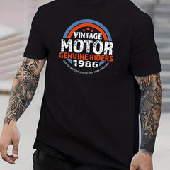 Vintage Motor 1981 Print Men's Graphic Crew Neck Tshirt