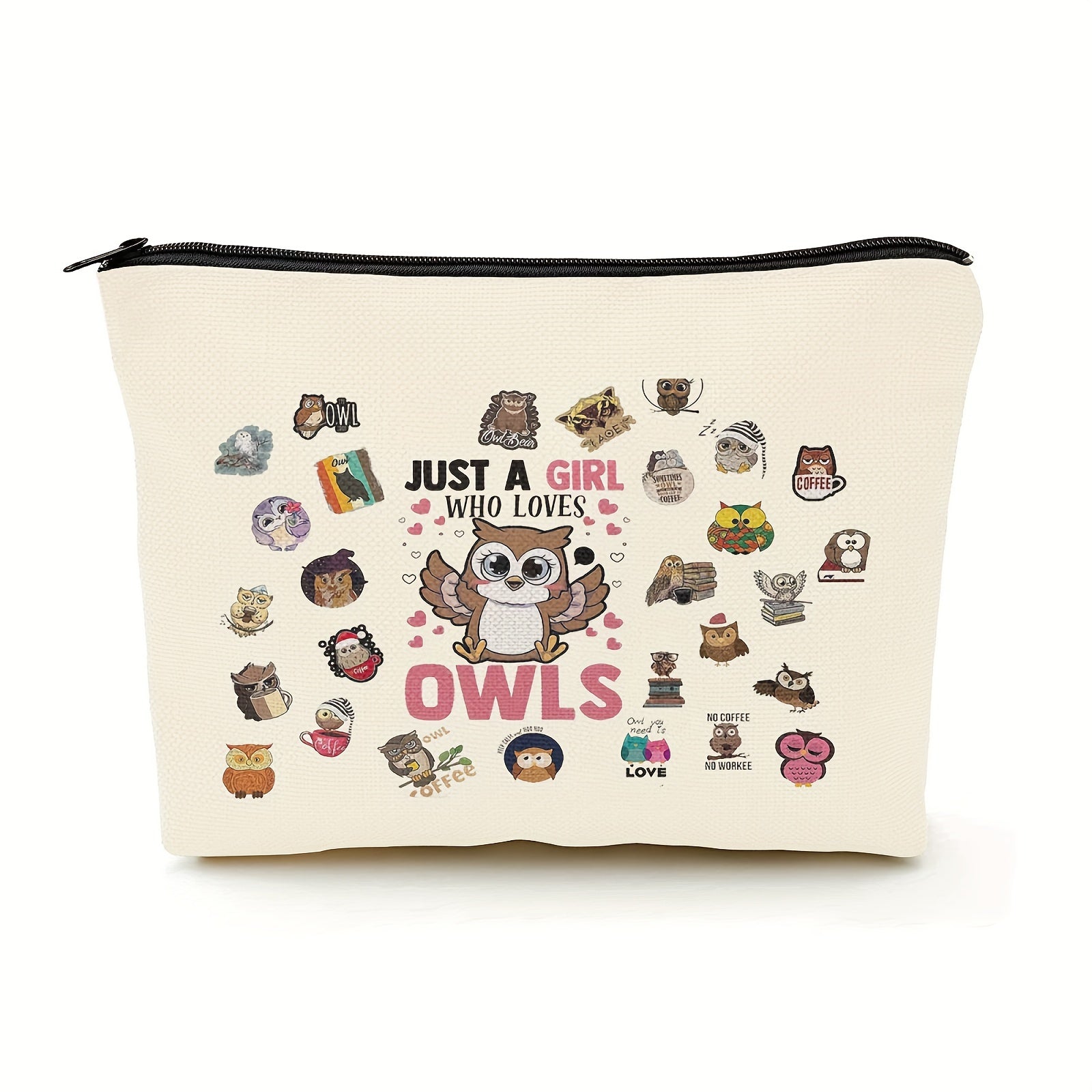 Owl Makeup Bag for Women - Just A Girl Who Loves Owls