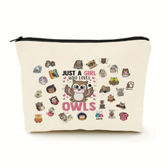 Owl Makeup Bag for Women - Just A Girl Who Loves Owls