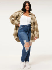 Women's Plus Solid Ripped High Rise Skinny Jeans