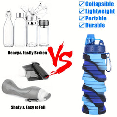 1pc 500ml Silicone Collapsible Water Bottle Leakproof Retractable Cup