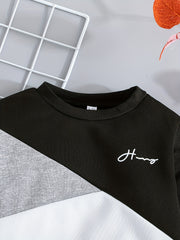 Toddler Boys Block Letter Long Sleeve Pullover Top Pants Set