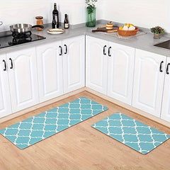 Moroccan Plaid Kitchen Mat Anti Fatigue Cushion Waterproof Non Slip