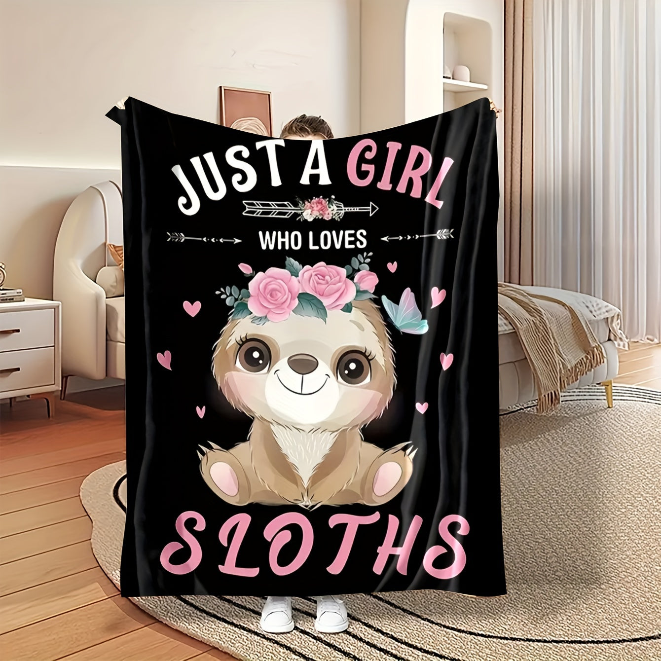 Winter Warm Blanket Sloth Pattern for Home Car Office Outdoor Travel Use