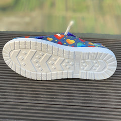 Women's Colorful Heart Pattern Lightweight Canvas Shoes Low Casual Flats