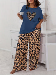 Leopard Print Casual Loungewear Set