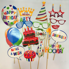 18pcs Birthday Photo Booth Props Kit For Party