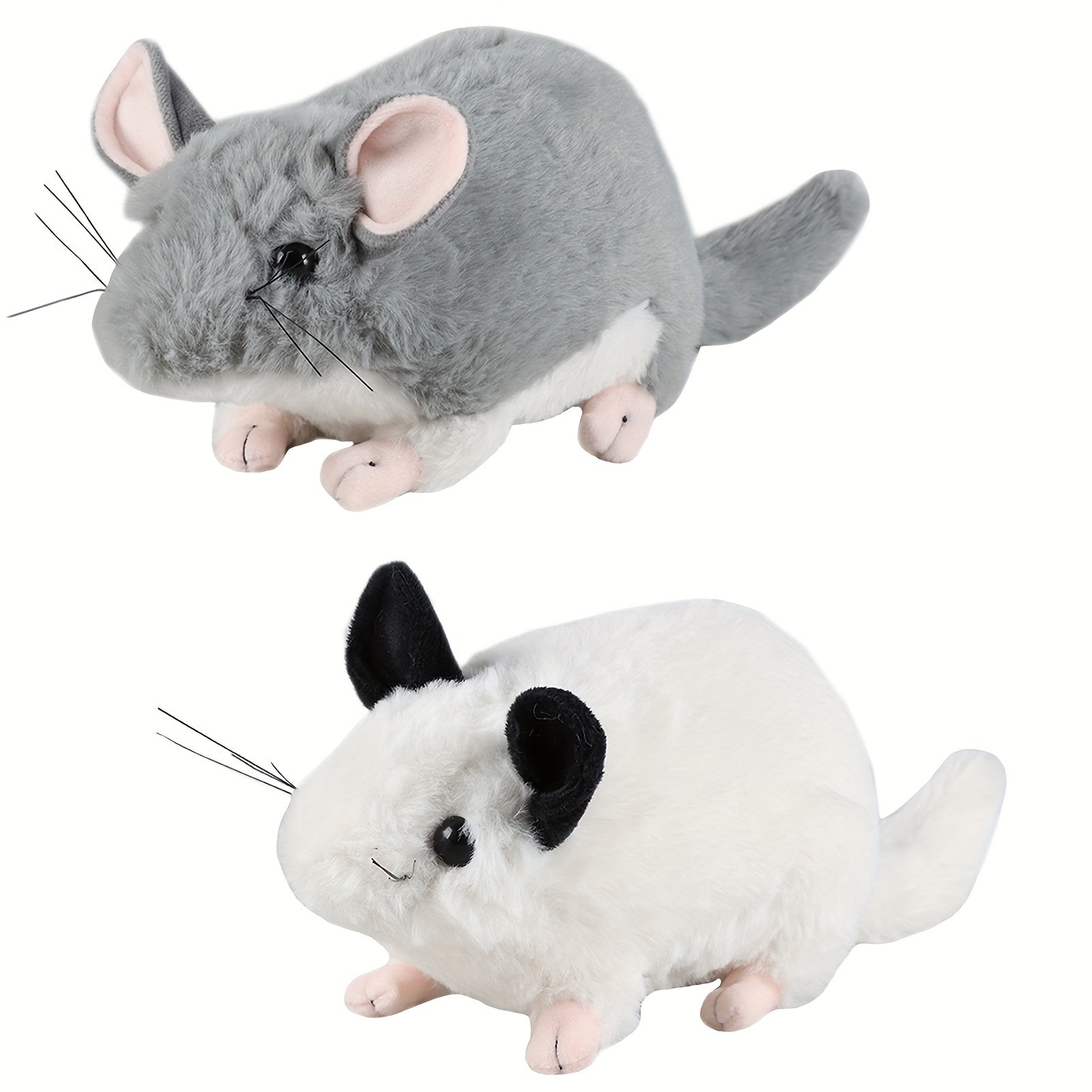Realistic Chinchilla Plush Toy Grey Stuffed Animal with Big Tail