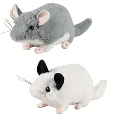 Realistic Chinchilla Plush Toy Grey Stuffed Animal with Big Tail