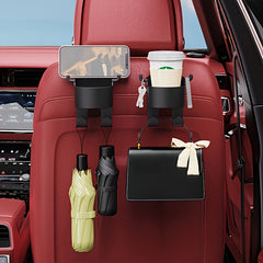 Car Mounted Cup Holder With Hooks & Seat Back Storage Bag