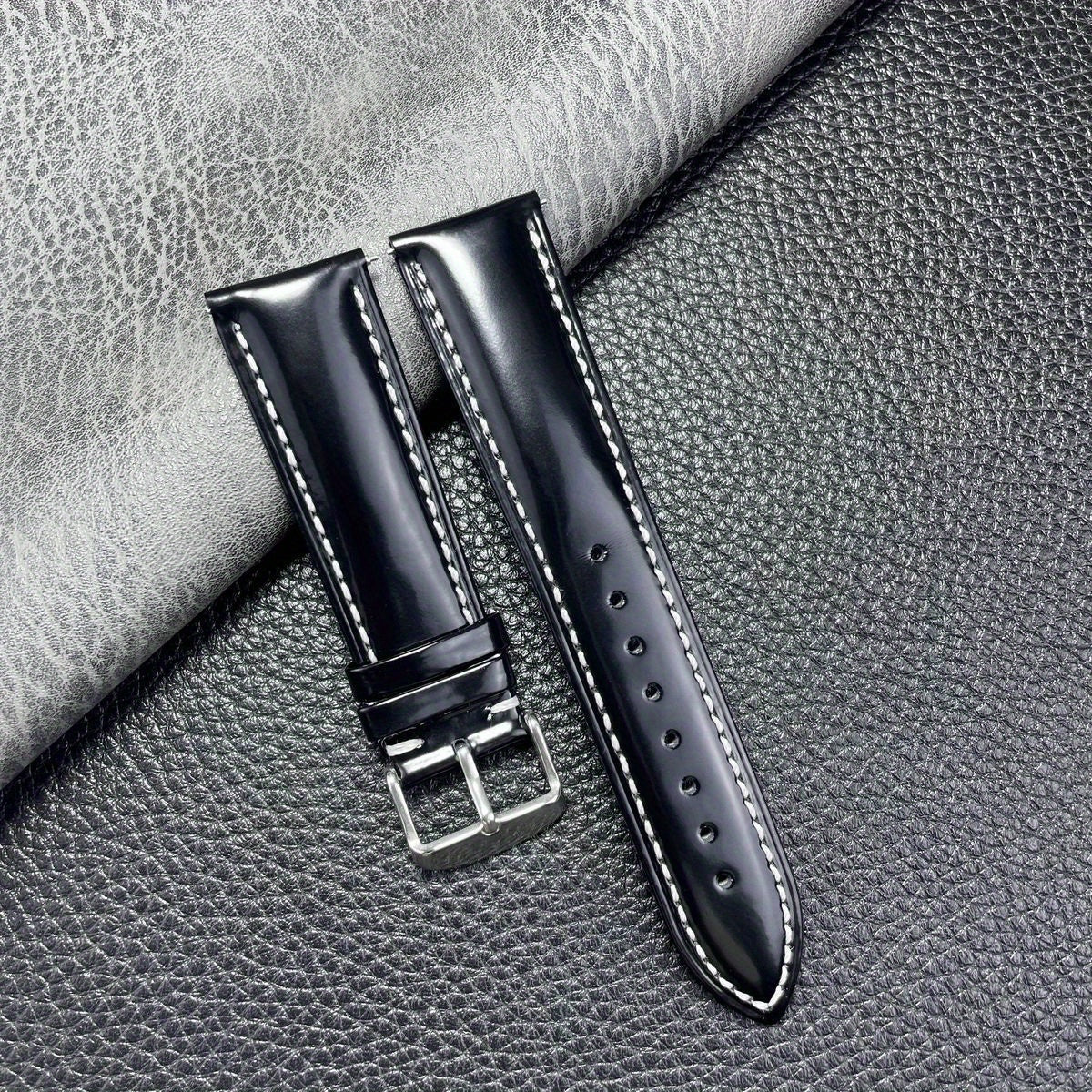 Hand Stitched Horsehide Leather Watch Strap 18-22mm Quick Release Spring Bars