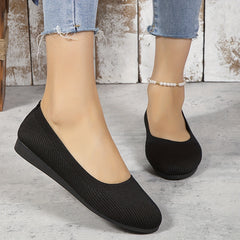 Breathable Flying Woven Flat Shoes Slip On Walking Shoes Lightweight Solid