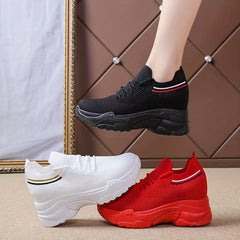 Women's Breathable Chunky Sneakers Casual Hidden Heel Shoes