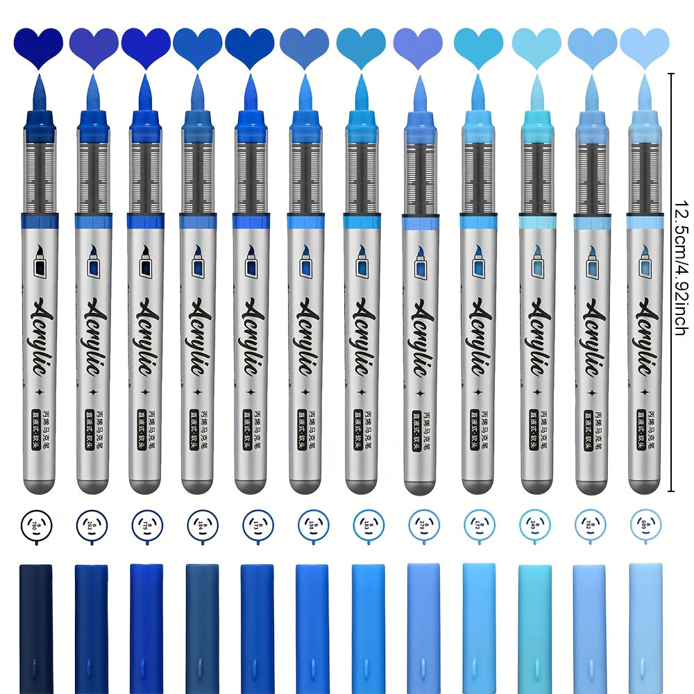Acrylic Markers Set 12 Art Markers Brush Tip Acrylic Painter marker