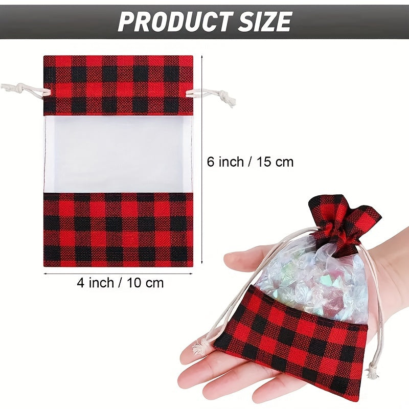 10pcs Christmas Window Lattice Cotton Fabric Bundle Gift Bags