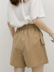 Casual Elastic Waist Cargo Shorts with Pockets