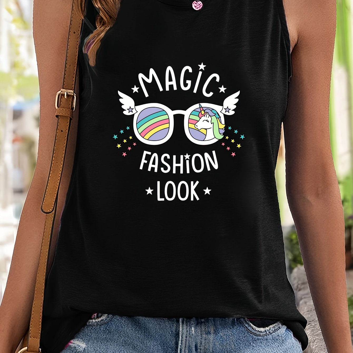 Letter Pattern Stretchy Sports Vest Round Neck Sleeveless Casual Top