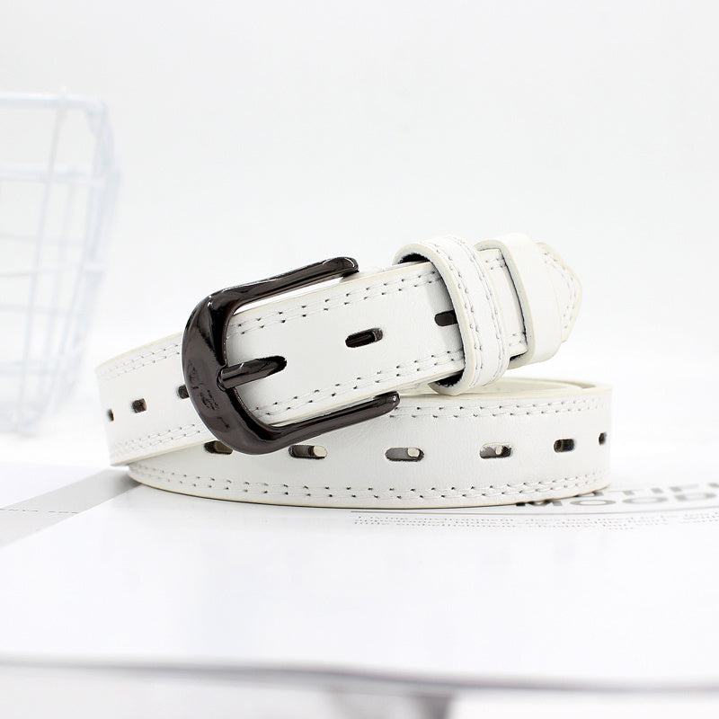 Stylish Pin Buckle Belt Hollow Out Thin PU Leather Casual Belt