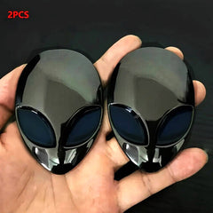 2pcs Alien Head Auto Emblem - Unique 3D Look for Car or Motorbike