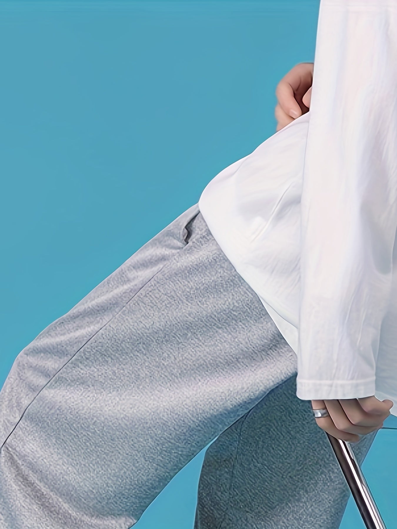 Men's Solid Stretch Sweat Pants with Zipper