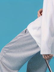Men's Solid Stretch Sweat Pants with Zipper