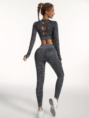 Camouflage Yoga Workout Set Top & Leggings Suit Women's Activewear