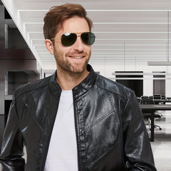 Men's Oversized Aviator Sunglasses Golden Frame Green Lens