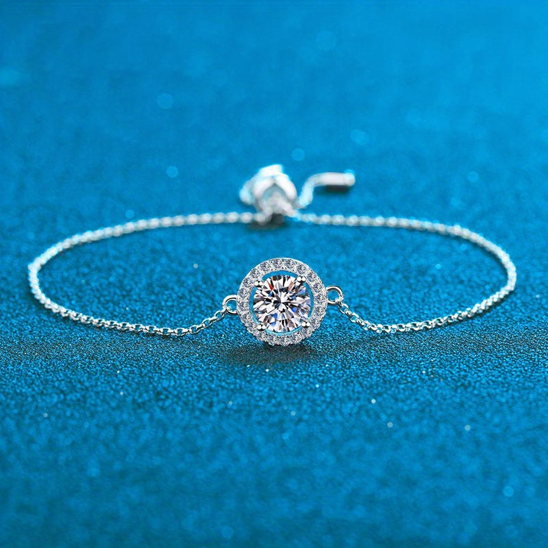 1Ct Classic Moissanite Star Round Bracelet S925 Silver Engagement Wedding Gift
