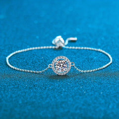 1Ct Classic Moissanite Star Round Bracelet S925 Silver Engagement Wedding Gift
