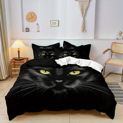 3pcs Cat Print Duvet Cover Set Soft Comfortable Bedding Set
