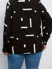 Stripe Print Button Up Long Sleeve Blouse