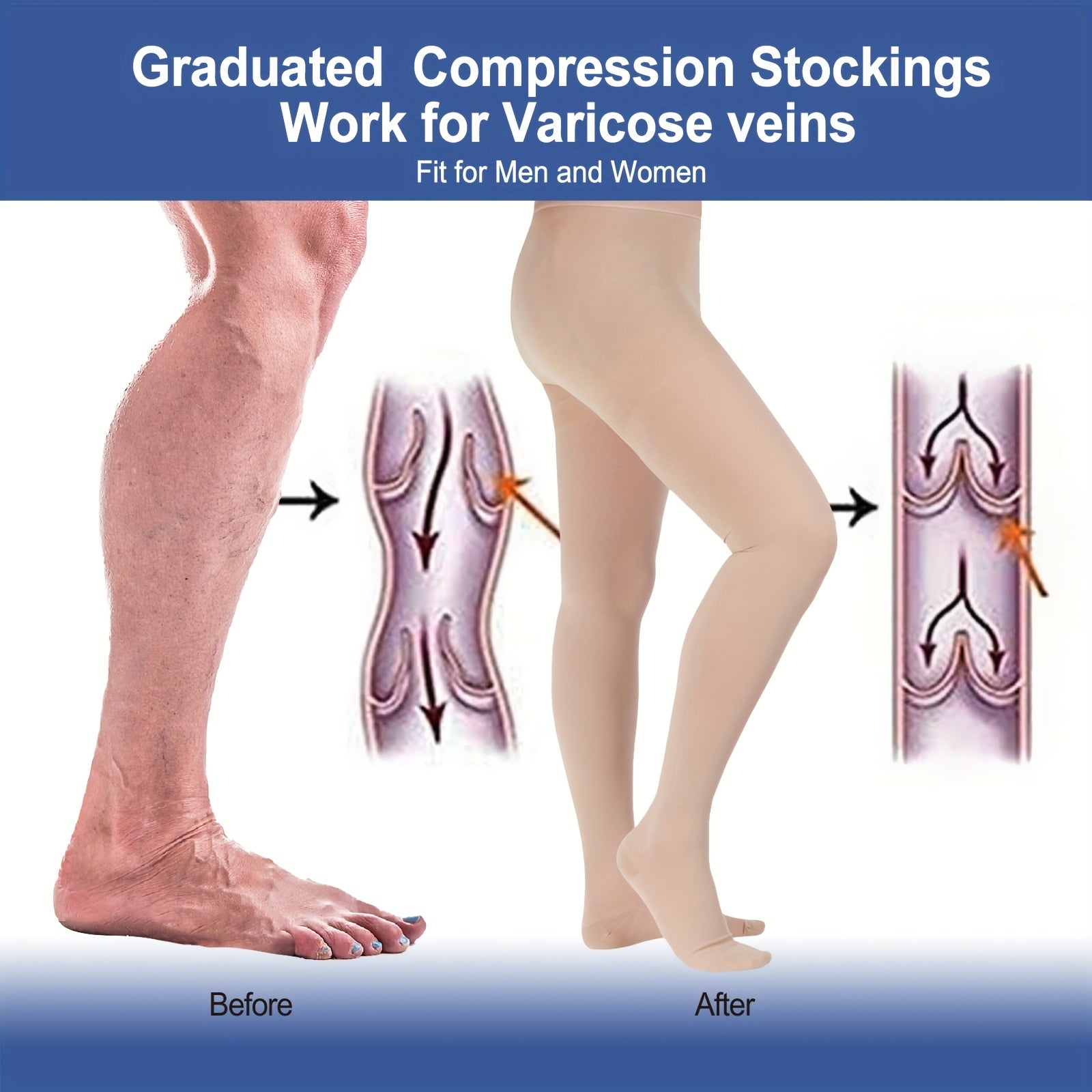 15-20mmHg Compression Pantyhose Thin Closed Toe Size Up