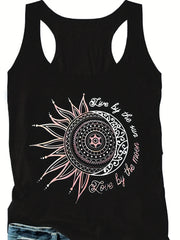Women's Plus Size Tank Top Graphic Print Round Neck Stretch Tank Top
