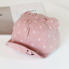 Kids Polka Dot Bear Ear Baseball Cap Sun Protection Hat