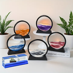 3D Sand Art Hourglass Ocean Wave Design Glass Fiber Decor Ornaments