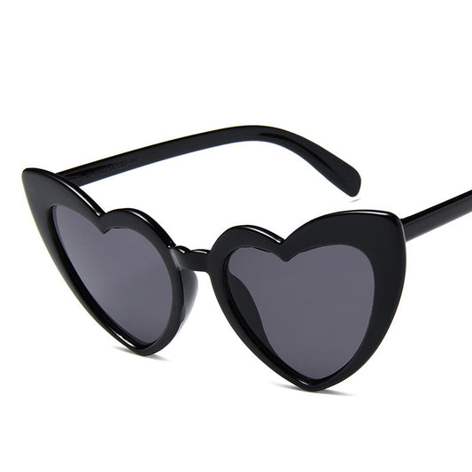Heart Shaped Sunglasses Block Gradient Lens Vintage Oversized Eyewear